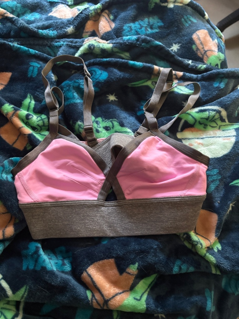 Pink and Gray Wireless Sports Bralette